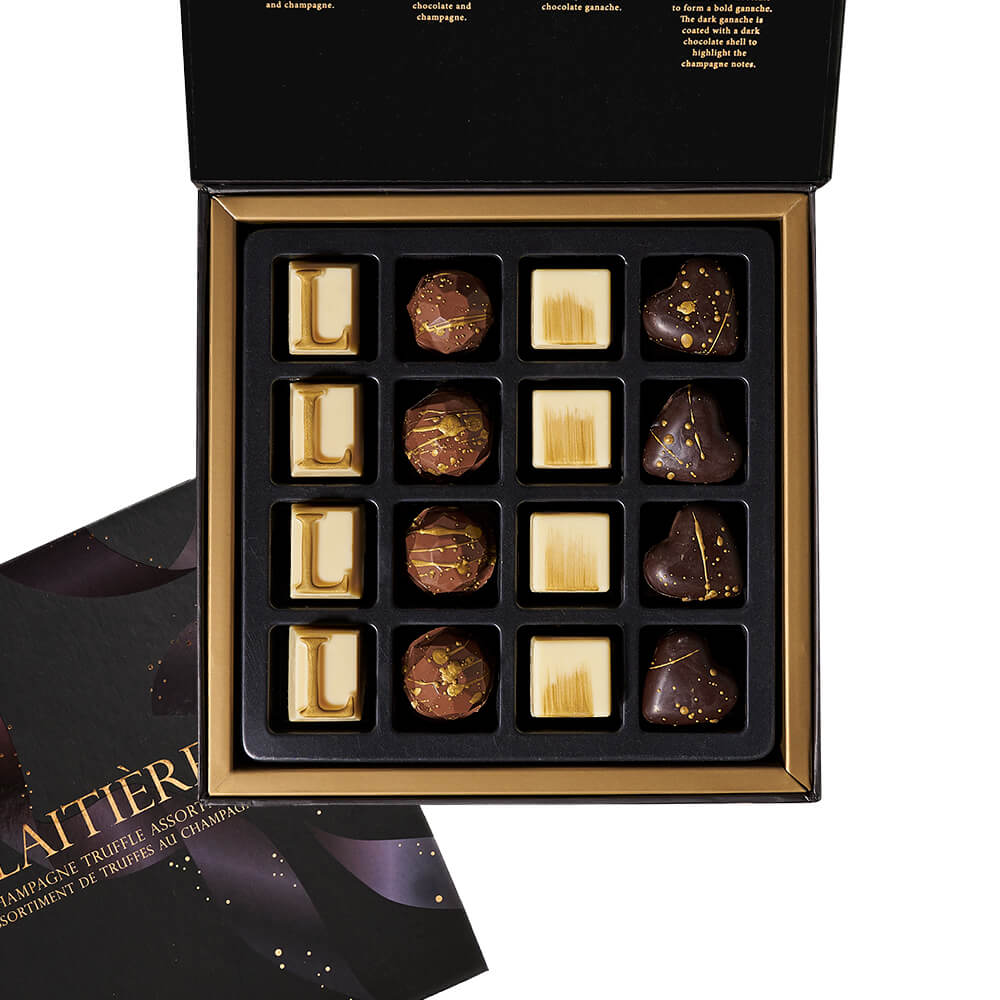 Gourmet Chocolate Truffles with Sparkling Wine Gift Basket – how the gift is presented