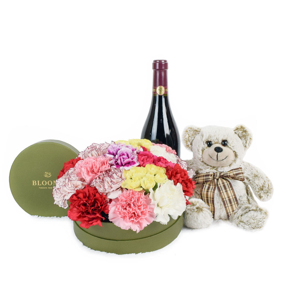 Celebration of Love Flowers &amp; Wine Gift - Wine Gift Set - Connecticut Delivery