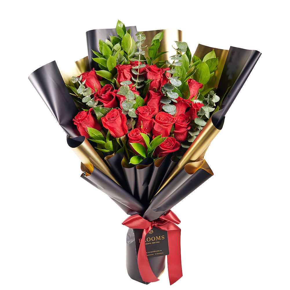 Red Rose Stem Bouquet – how the gift is presented