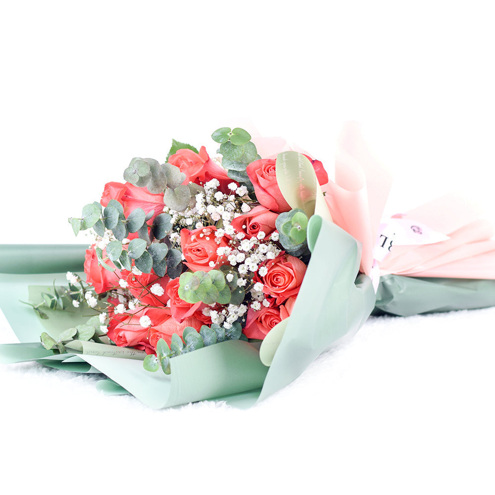 Coral Rose Dream Bouquet, floral gift baskets, gift baskets, flower bouquets