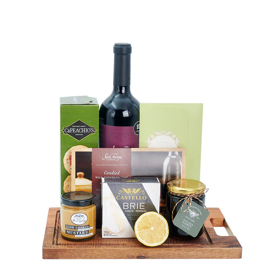 Deluxe Salmon & Wine Gift Basket - Wine, Cheese, Salmon, Chocolate Gift Set - Connecticut Delivery