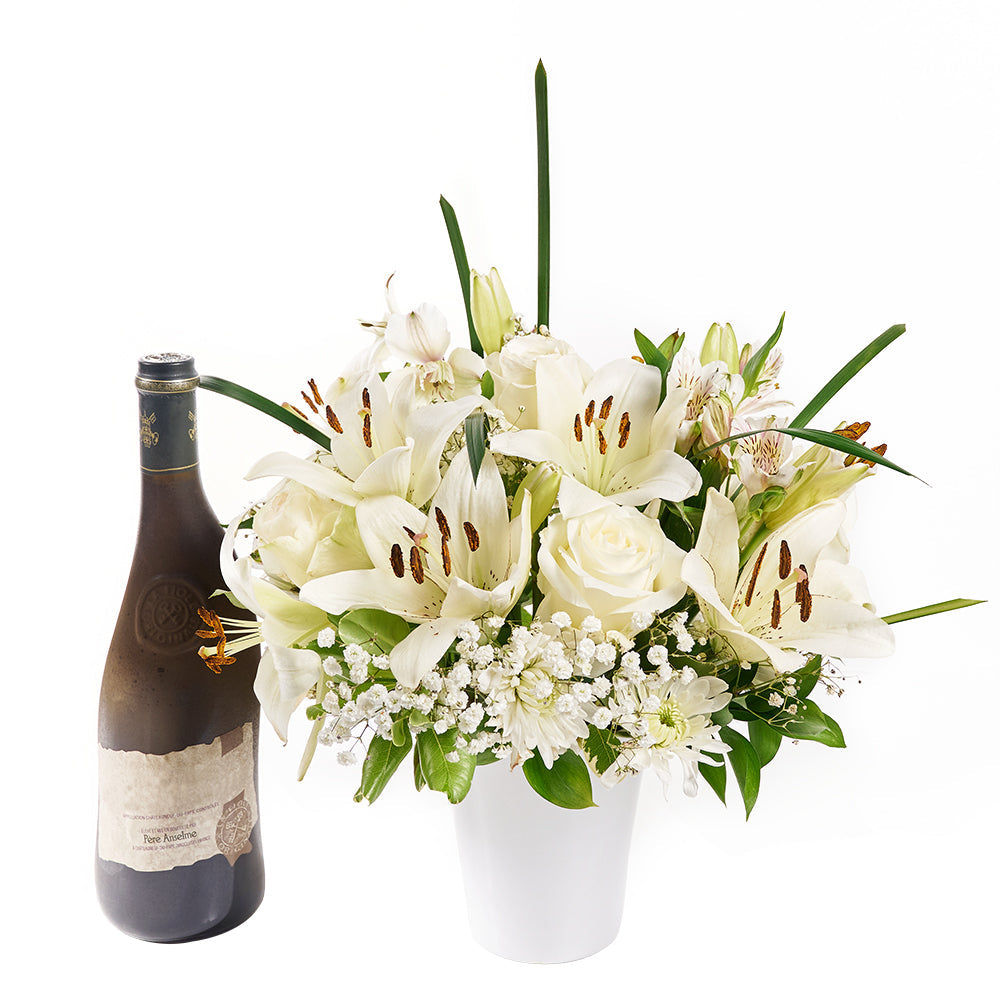 Everyday Luxury Flowers &amp; Wine Gift - Flower Gift Set - Connecticut Delivery