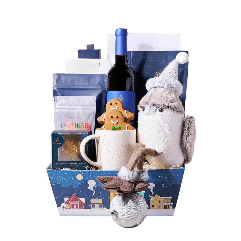 Festive Sparrow &amp; Wine Christmas Gift, christmas gift, christmas, holiday gift, holiday, gourmet gift, gourmet, hot chocolate gift, hot chocolate