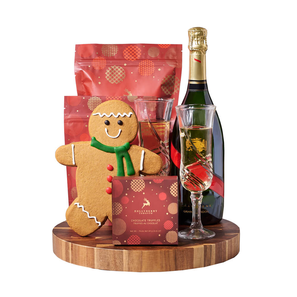 Gingerbread Man &amp; Holiday Champagne Gift, holiday gift, holiday, christmas gift, christmas, gourmet gift, gourmet, champagne gift, champagne, sparkling wine gift, sparkling wine