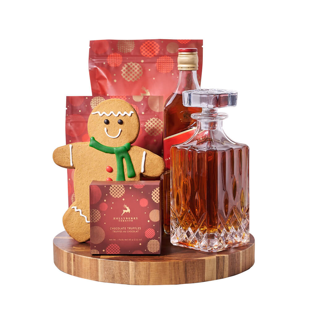 Gingerbread Man &amp; Holiday Decanter Gift, liquor gift, liquor, holiday gift, holiday, christmas gift, christmas, gourmet gift, gourmet