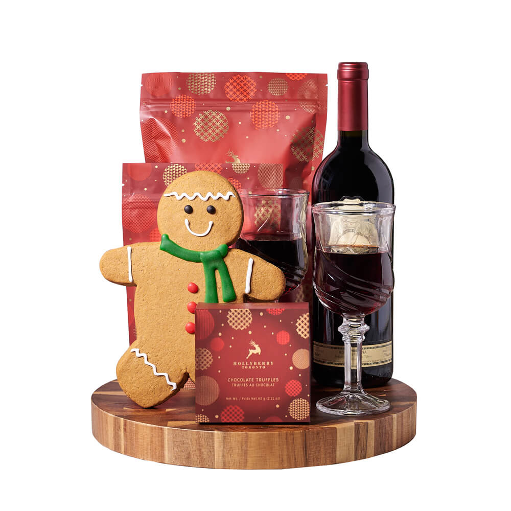 Gingerbread Man &amp; Holiday Wine Gift, wine gift, wine, christmas gift, christmas, holiday gift, holiday, gourmet gift, gourmet