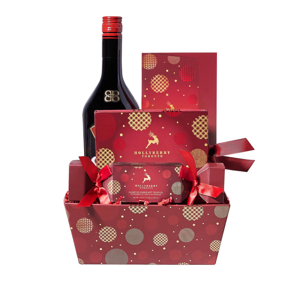 Holiday Liquor & Truffle Gift Tray, liquor gift baskets, Christmas gift baskets, gourmet gift baskets, holiday gifts, holiday, christmas gift, christmas, liquor gift, liquor, chocolate gift, chocolate