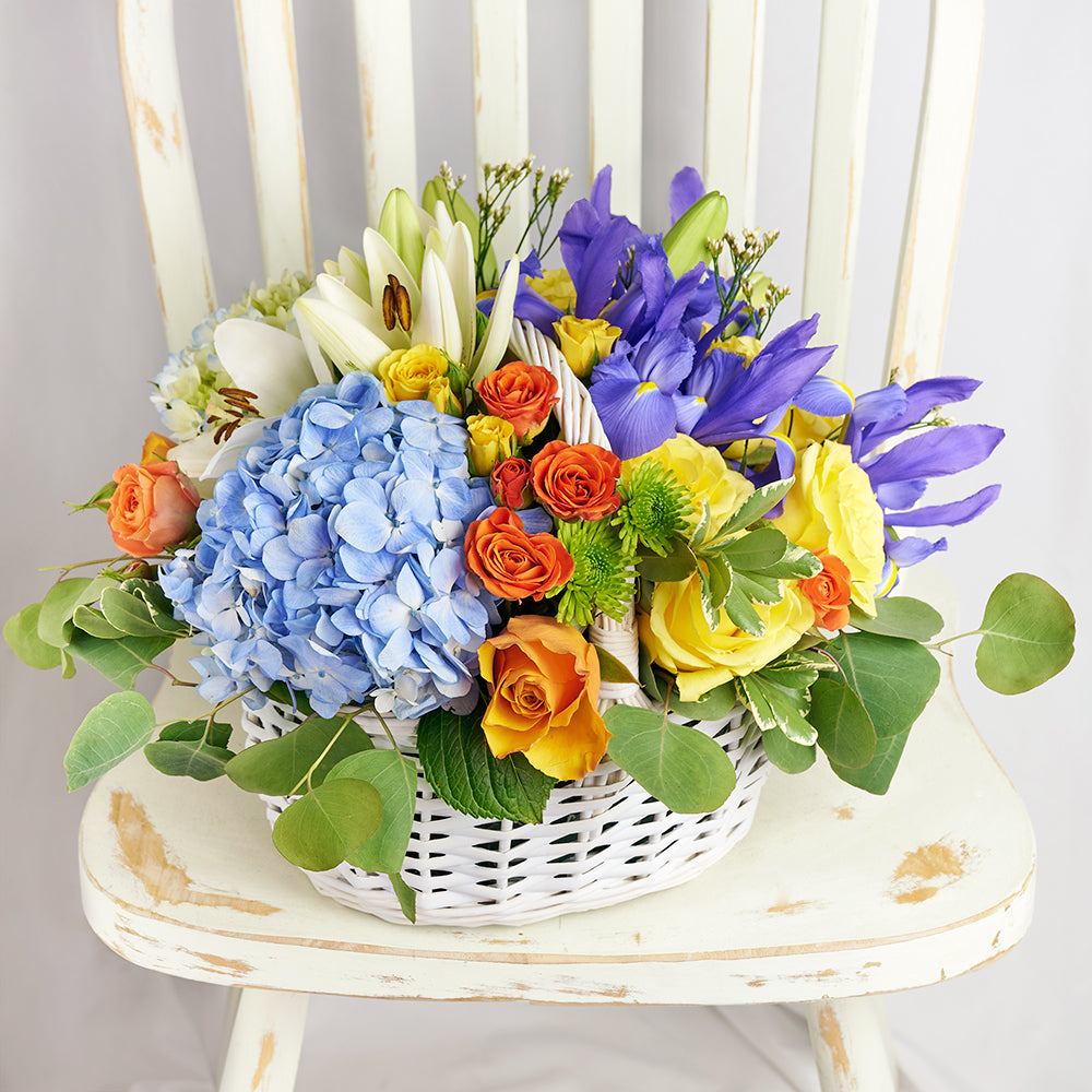 Irises In Paradise Mixed Arrangement – how the gift is presented