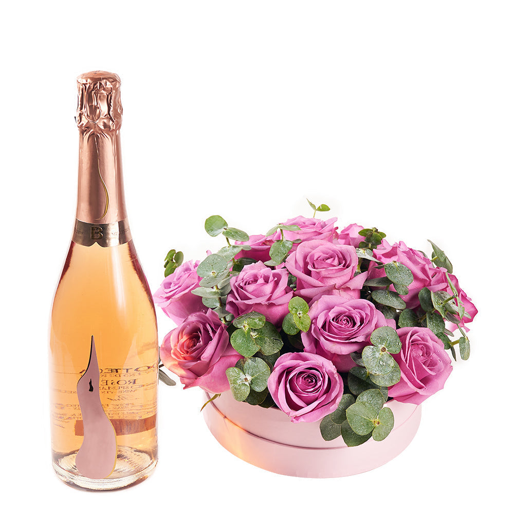 Luxe Passion Flowers &amp; Champagne Gift - Roses and Champagne Gift Set - Connecticut Delivery
