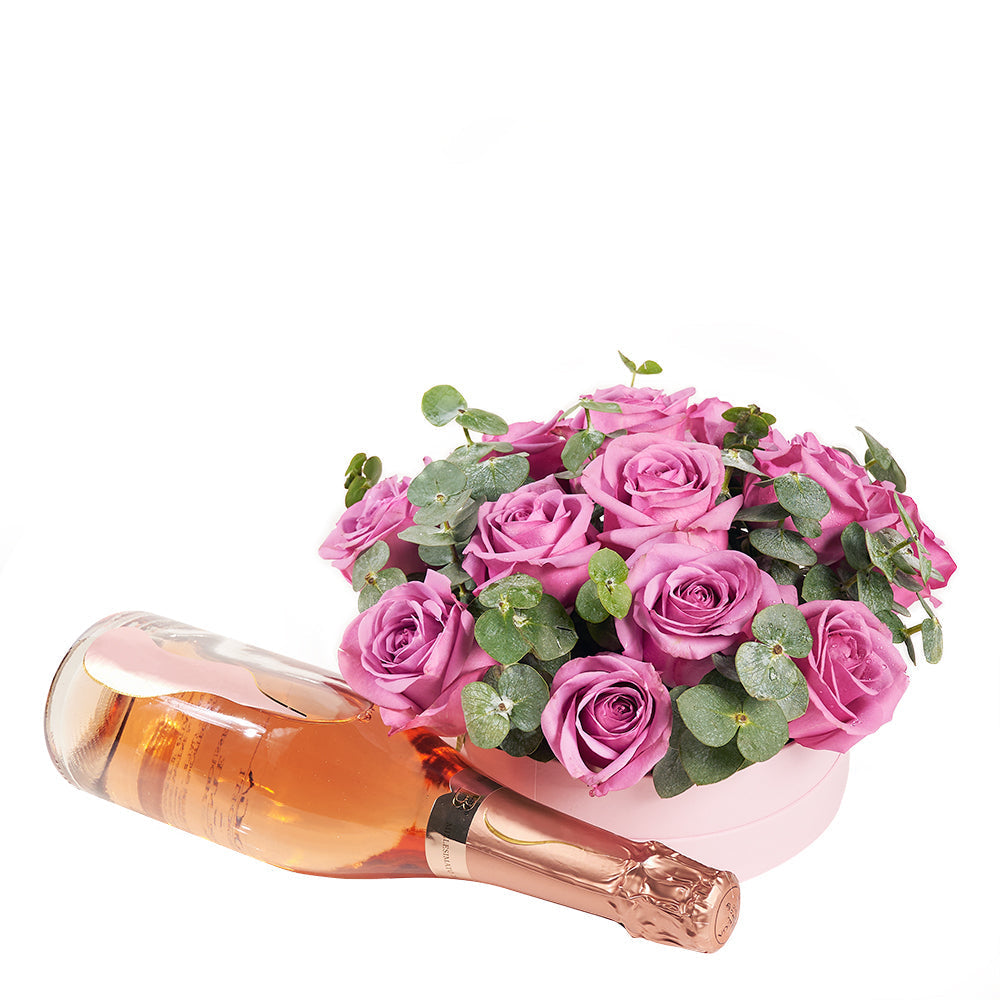 Luxe Passion Flowers & Champagne Gift - Roses and Champagne Gift Set - Connecticut Delivery