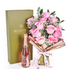 Mother’s Day 12 Stem Pink Rose Bouquet with Box & Champagne – Mother’s Day Gifts – Connecticut delivery