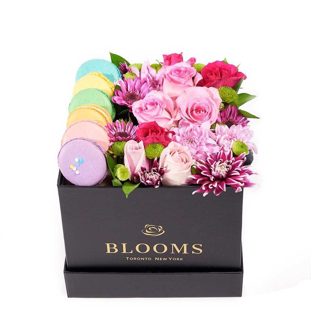 Complete Macaron & Flower Gift Box – Floral Gifts – Connecticut delivery