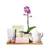 Orchid & Gourmet Tea Gift Set, tea gift, tea, cookie gift, cookies, orchid gift, orchids, gourmet gift, gourmet. Connecticut Delivery