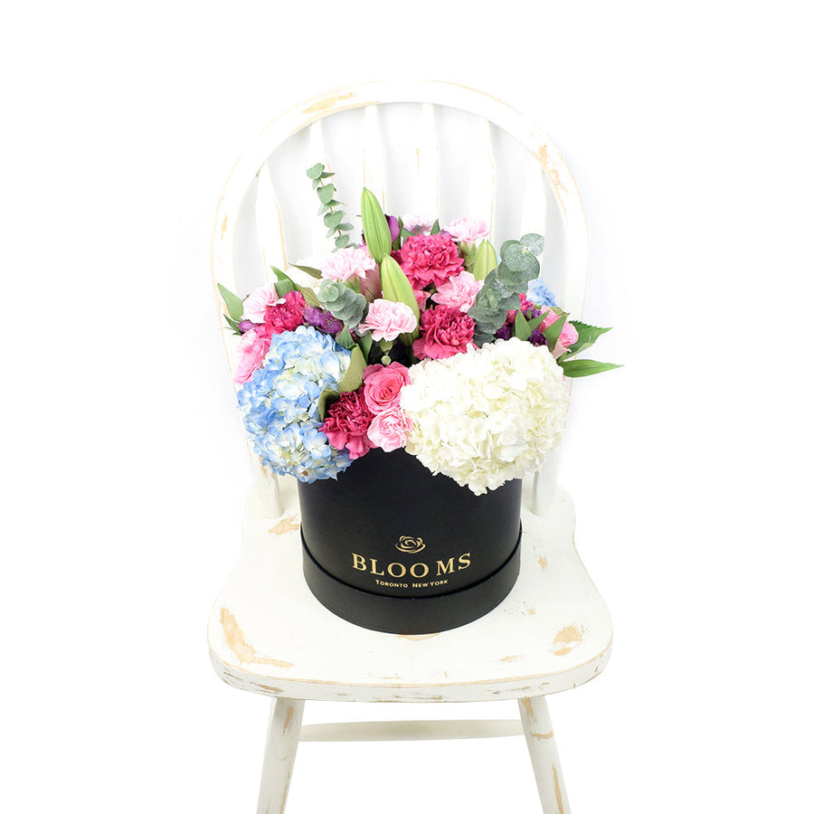 Pastel Floral Box Arrangement, Floral Gifts, Mother's Day Gift Baskets, Mixed Floral Hat Box, Mixed Floral Arrangement, Connecticut Delivery