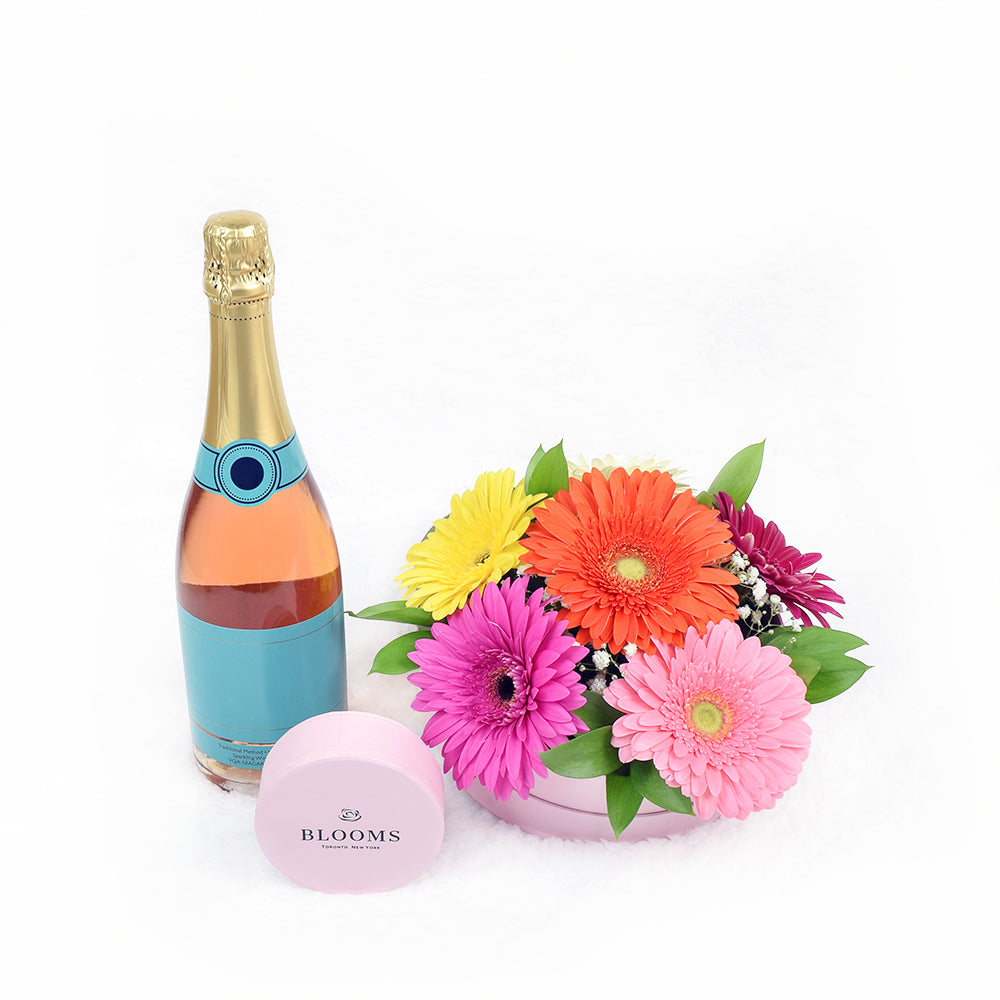 Posh Delights Champagne &amp; Flower Gift - Flower Gift Basket - Connecticut Delivery
