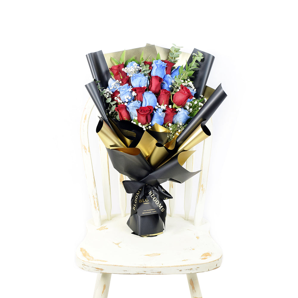 Red and Blue Rose Bouquet. Connecticut Delivery
