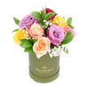 Rainbow Essence Rose Gift from Connecticut Blooms - Mixed Flower Hat Box - Connecticut Delivery.