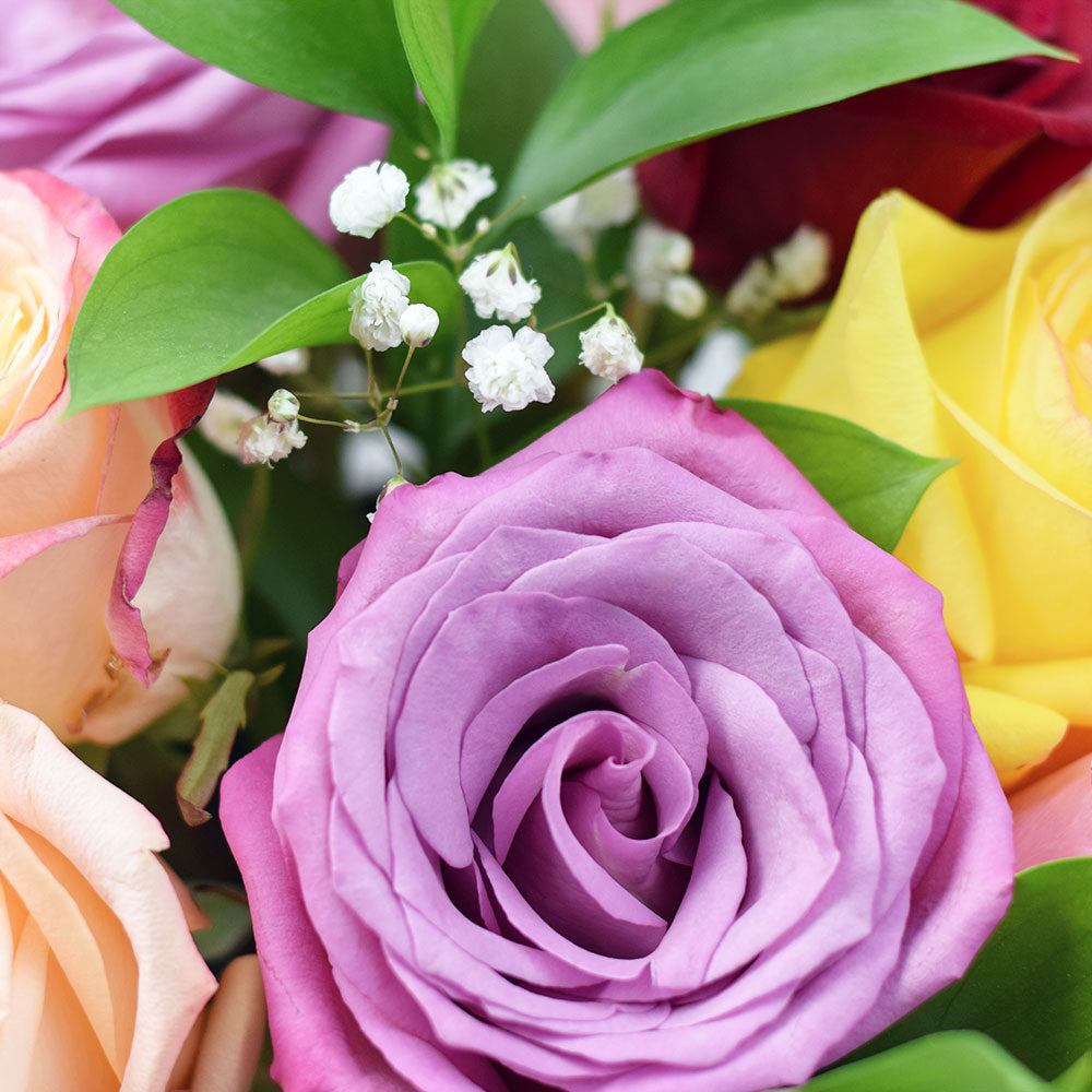 Rainbow Essence Rose Gift from Connecticut Blooms - Mixed Flower Hat Box - Connecticut Delivery.