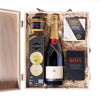 Snack & Champagne Gift Box, champagne gift, champagne, sparkling wine, sparkling wine gift, gourmet gift, gourmet, cheese gift, cheese. Connecticut Delivery