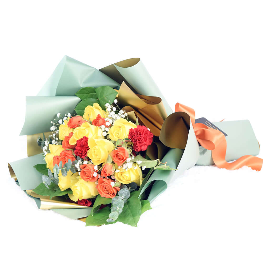Mixed Yellow and Orange Rose Bouquet - Connecticut Delivery