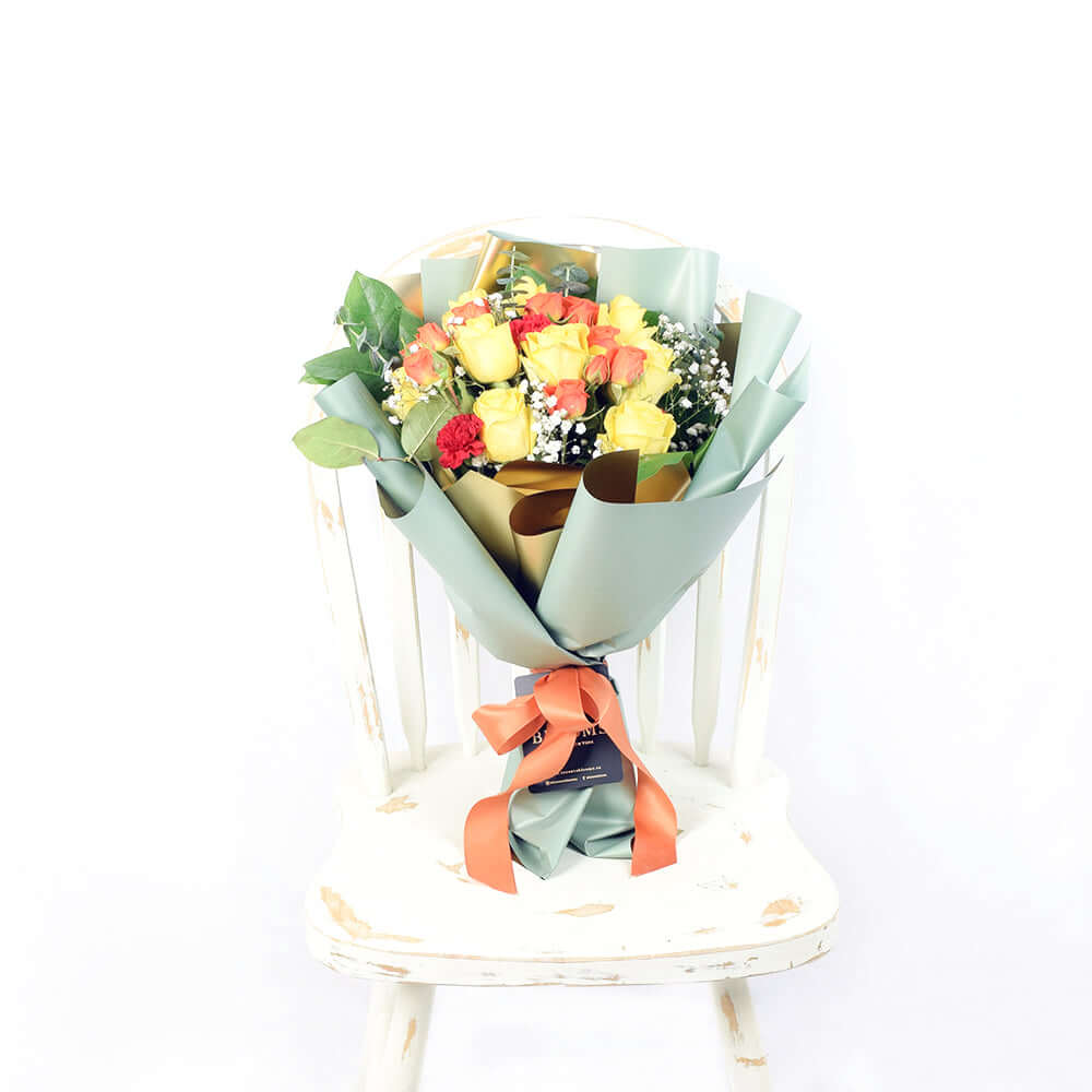Mixed Yellow and Orange Rose Bouquet - Connecticut Delivery