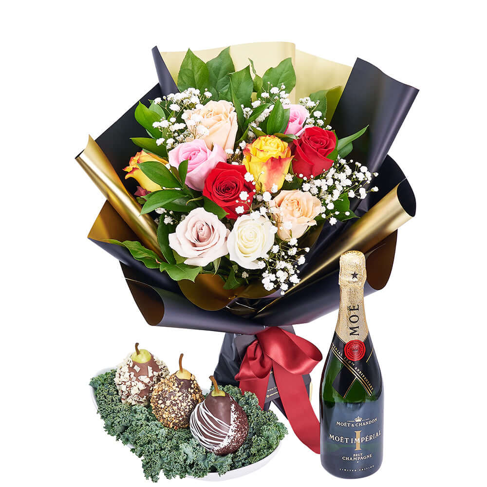 Sweet Surprises Forever Flowers & Champagne Gift - Wine and Bouquet Gift - Connecticut Delivery