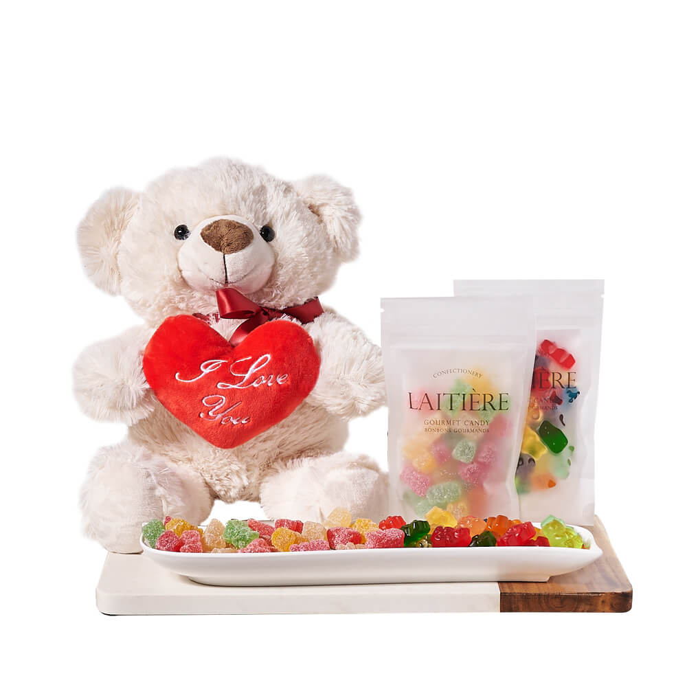 Sweet Teddy &amp; Gummy Bear Gift Set, candy gift, candy, plush gift, plush, teddy bear gift, teddy bear, bear gift, bear. Connecticut Delivery