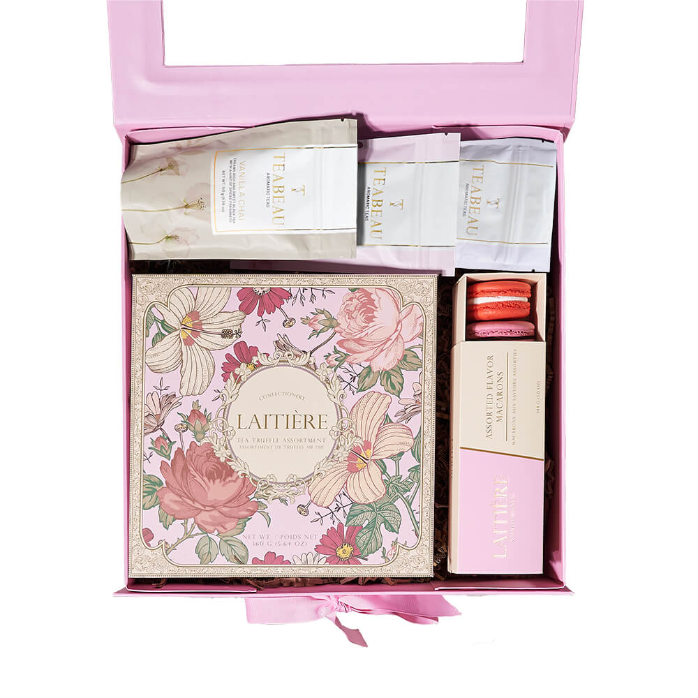 Tantalizing Tea Gift Box, tea gift, tea, chocolate gift, chocolate, gourmet gift, gourmet, cookie gift, cookie. Connecticut Delivery