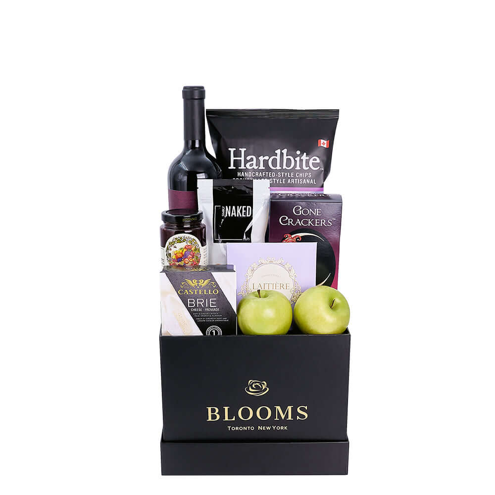 Black Square Box Wine Gift – how the gift is presented