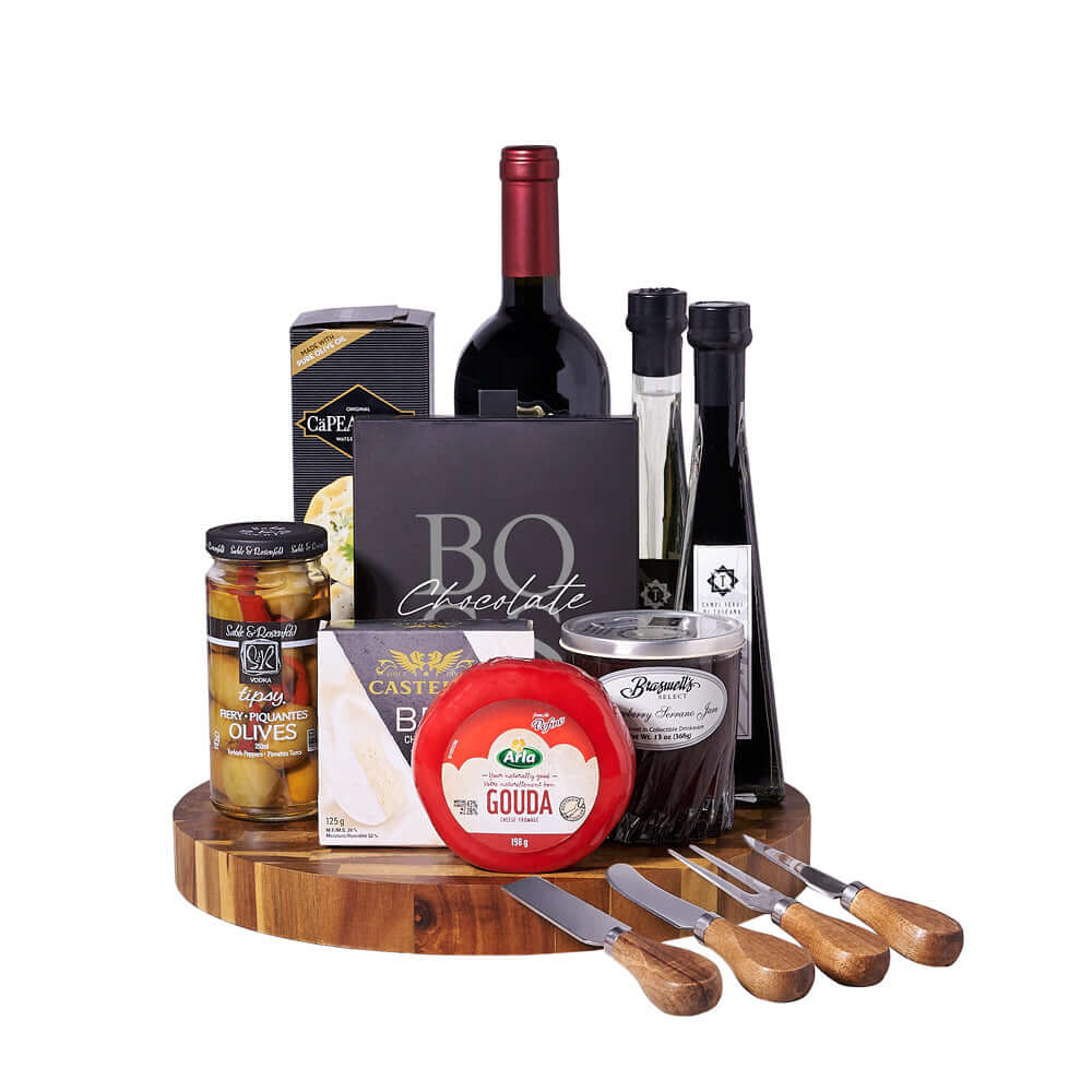 Wine &amp; Cheeseboard Gourmet Gift, wine gift, wine, gourmet gift, gourmet, cheeseboard gift, cheeseboard, cheese board. Connecticut Delivery
