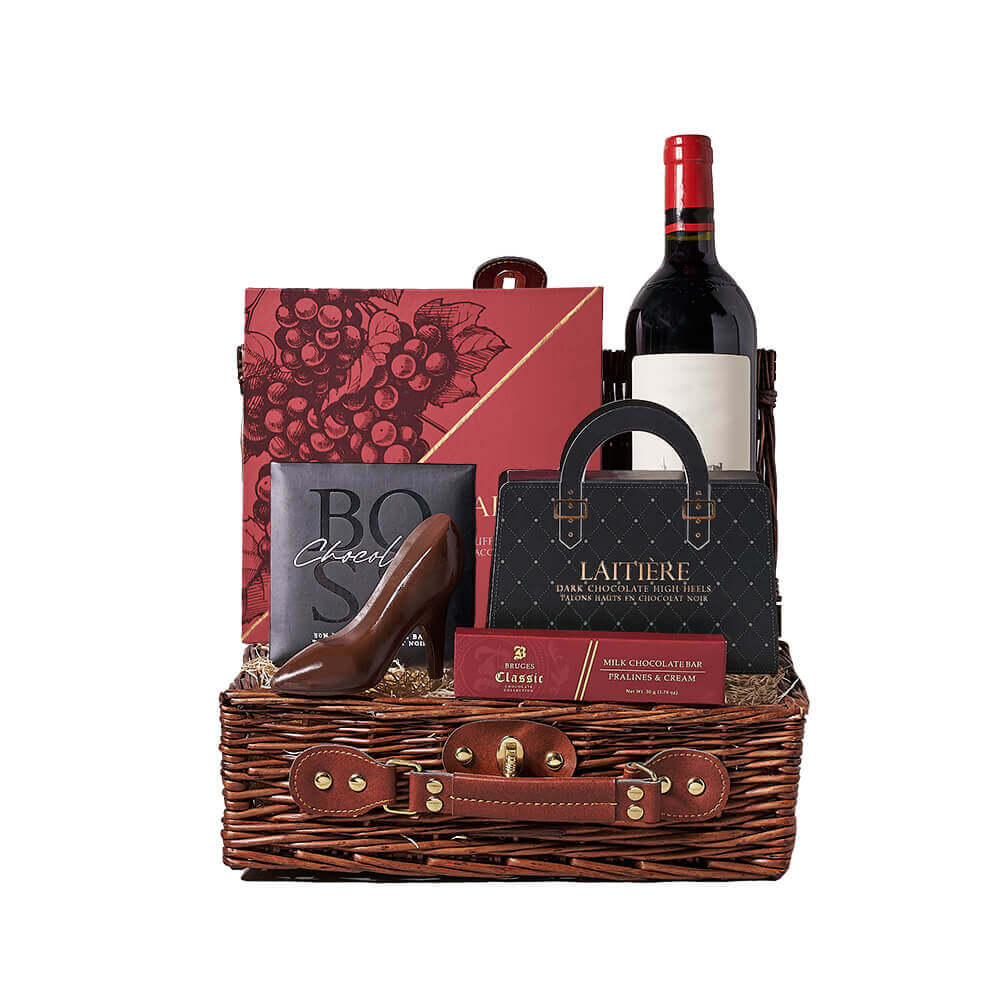 Wine &amp; Chocolate Gift Basket, chocolate gift, chocolate, wine gift, wine, gourmet gift, gourmet. Connecticut Delivery